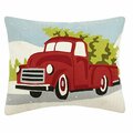 Puesta En Escena Red TruckXmas Tree Crewstitch Pillow PU3119082